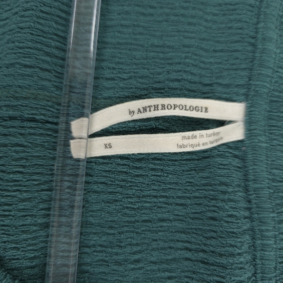 Anthropologie Willa Textured Crinkled V-Neck Top in Blue/Green XS - Picture 3 of 8